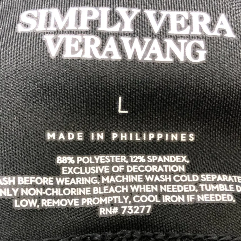 Simply Vera Wang Womens Black High Rise Faux Suede Pull On Leggings Sz L New